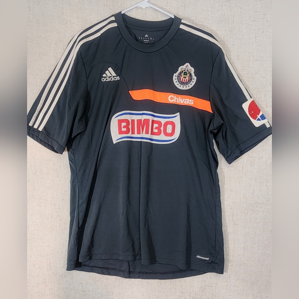 Adidas Chivas Black and White Jersey with Orange Stripe